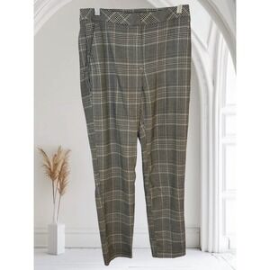 H&M Plaid‎ Ankle Pants Size 2 Gray Career Casual Stretch Trousers